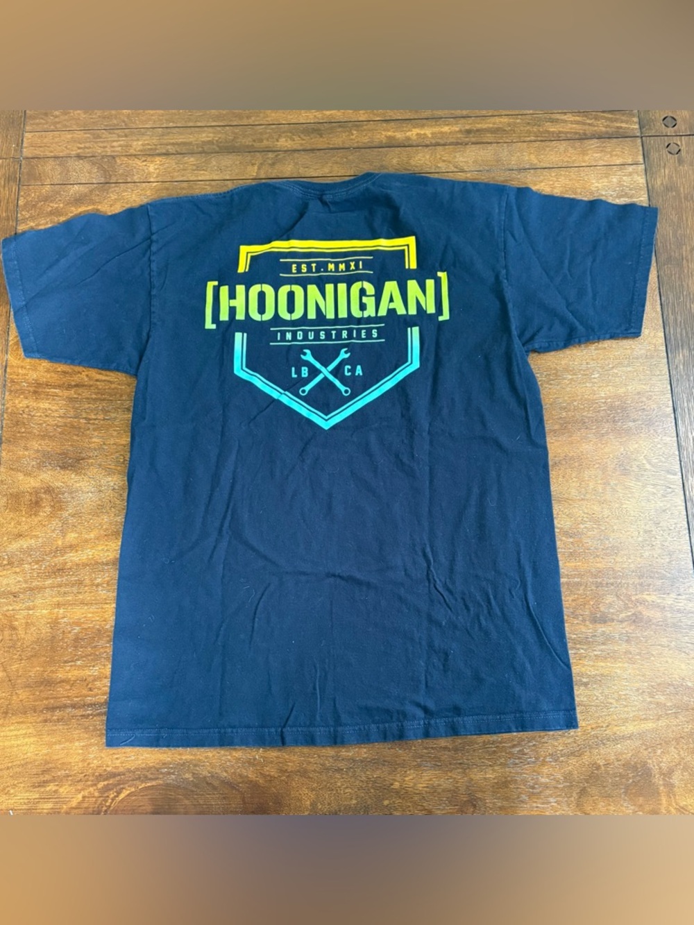 Hoonigan Bracket T-Shirt Mens Large Navy Ken Block X Logo Short Sleeve Racing - Picture 2 of 7